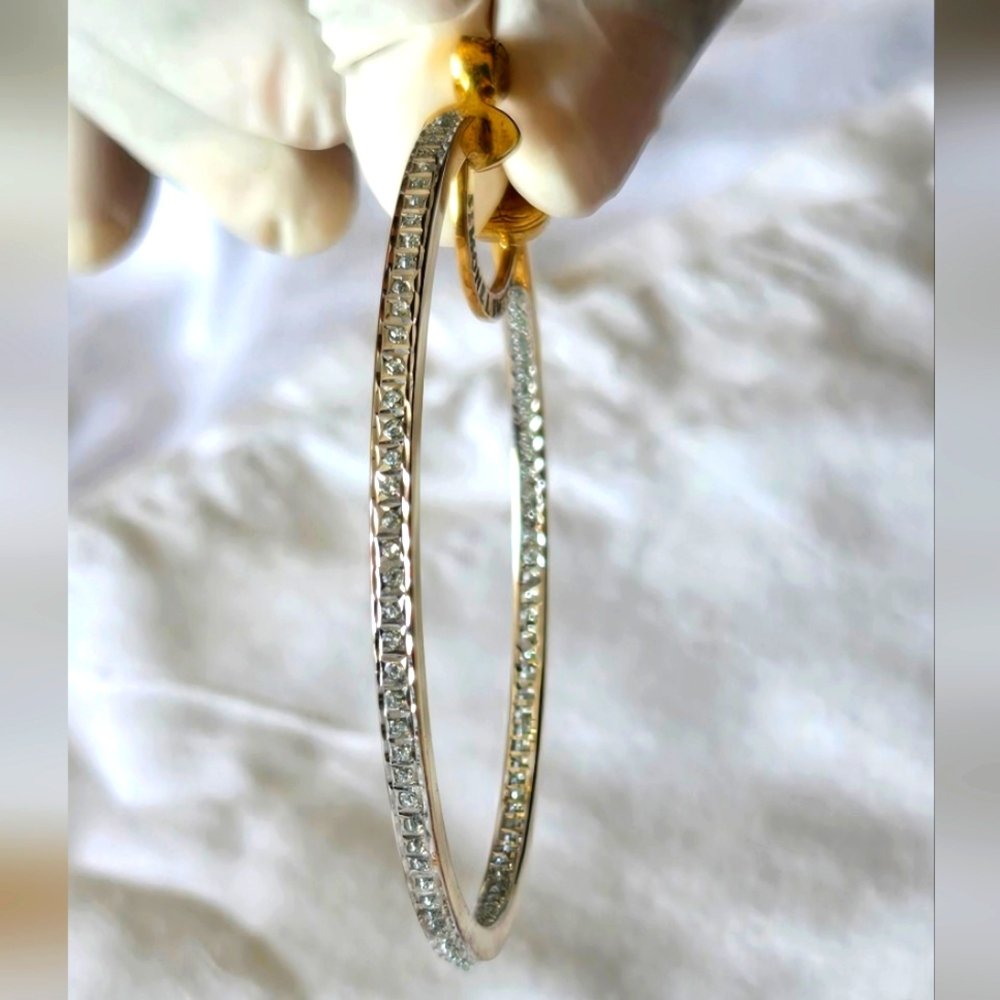Simone I. Smith,  XL Gold Diamond Embellished Hoop Earrings